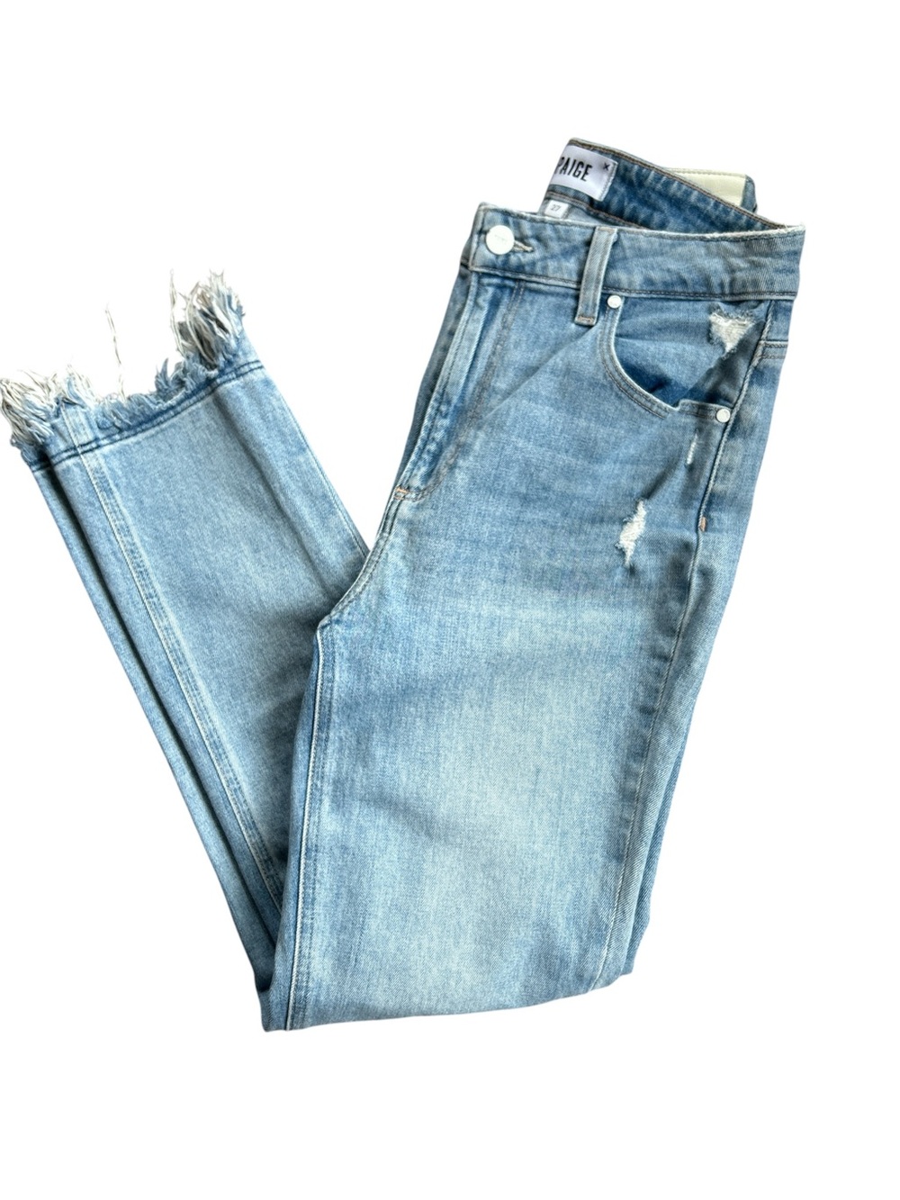 Paige Sarah Slim Light Wash Frayed Hem Women's Jeans